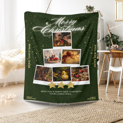 Christmas tree Custom 6 Photos Fleece Blanket