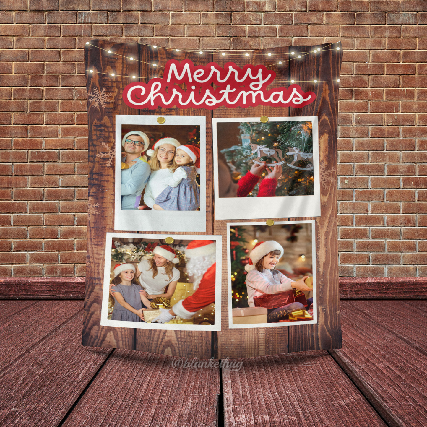 Christmas Custom 4 Photos Fleece Blanket