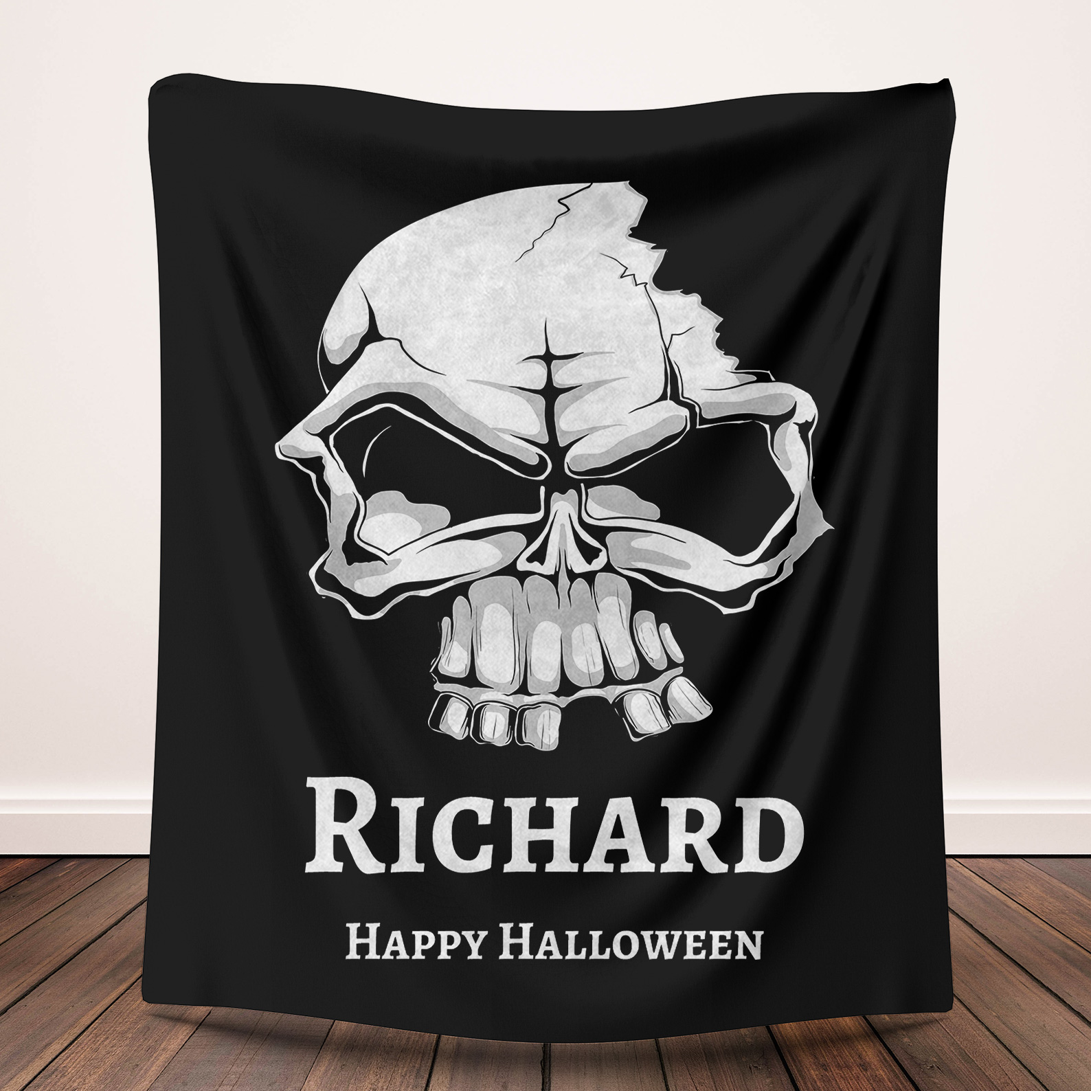 Skull Halloween Blanket with Name