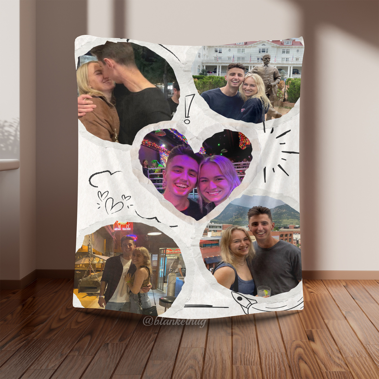 [Copy]Custom 8 Photos&Text Fleece Blankets All You Need Is Love