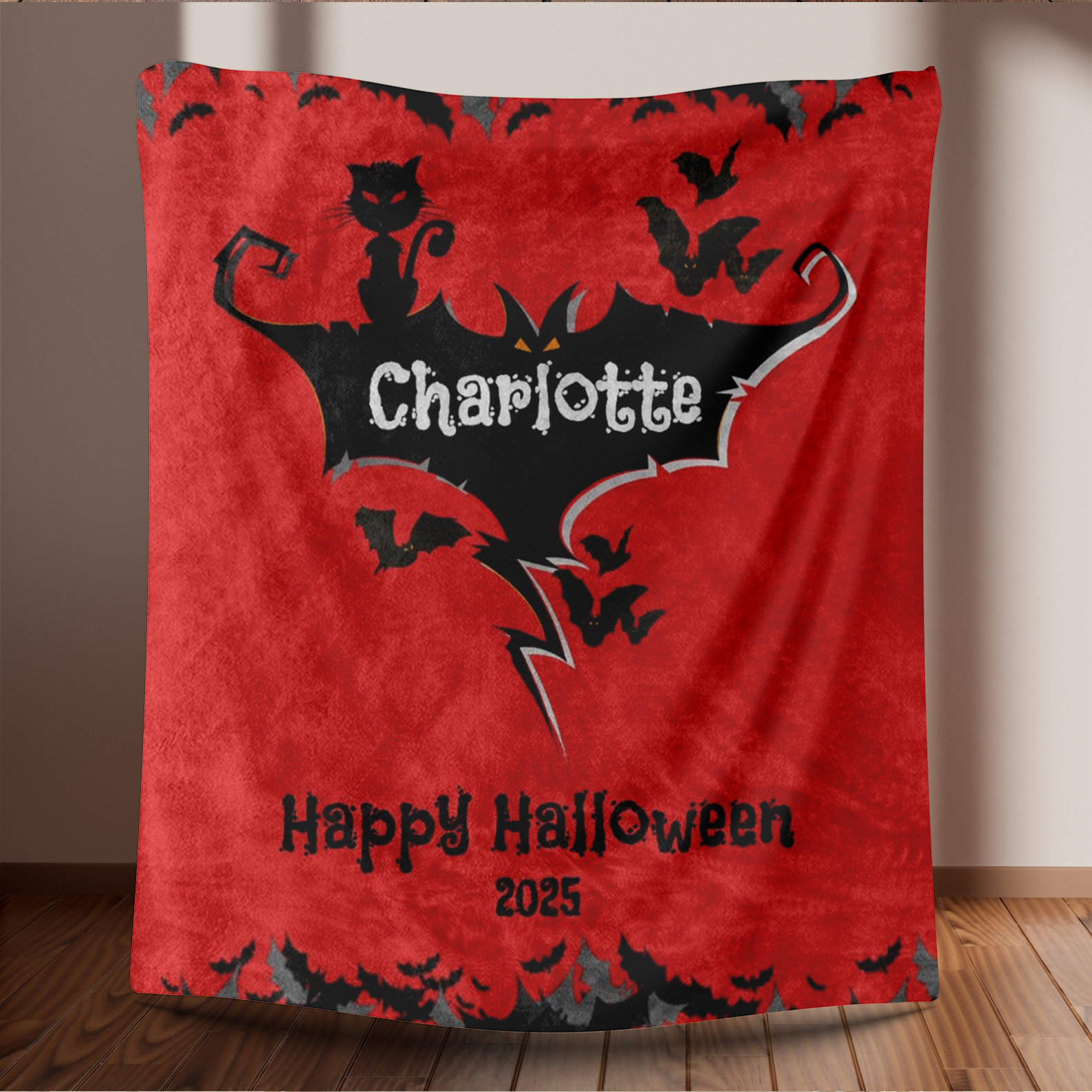Bat Name Halloween Blanket