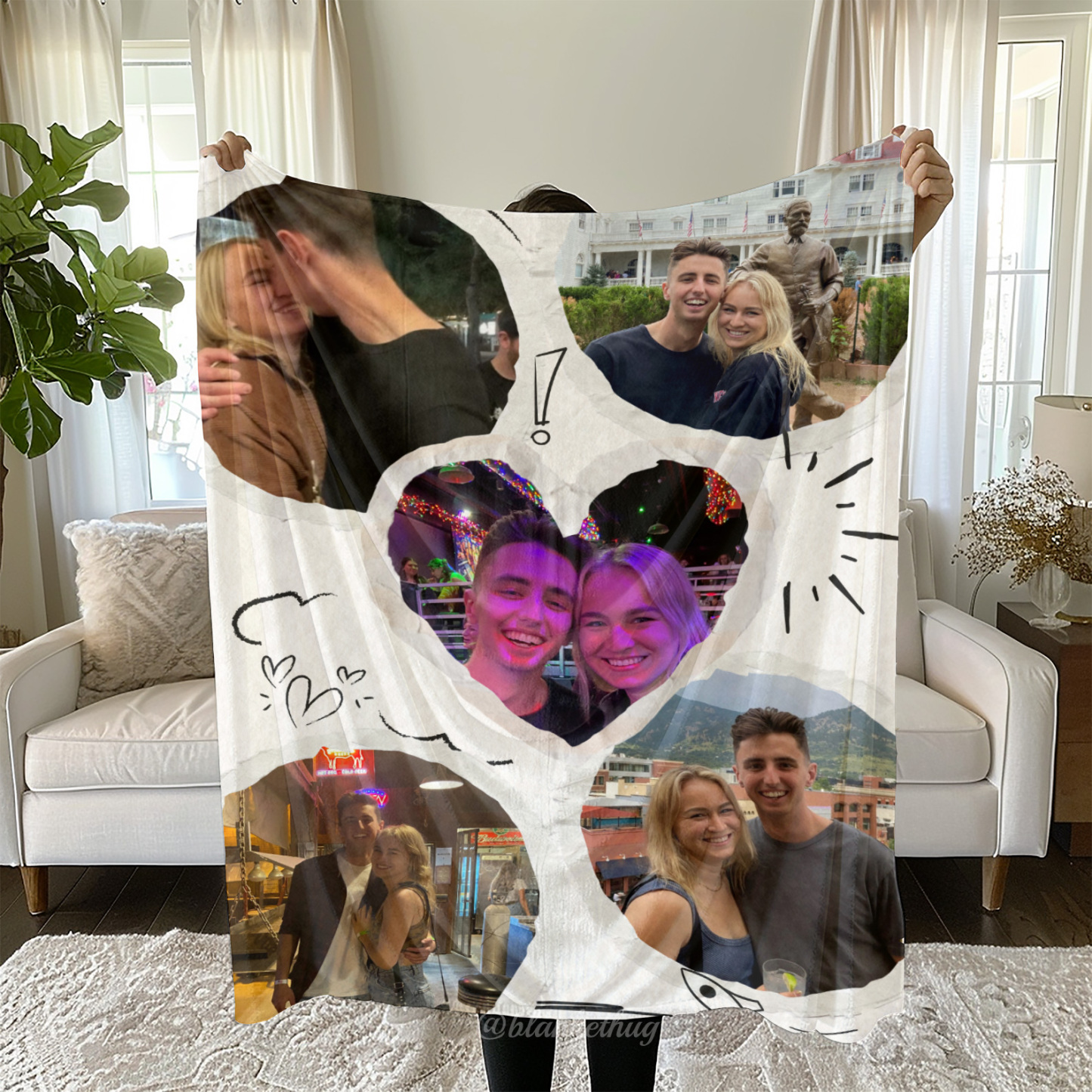 [Copy]Custom 8 Photos&Text Fleece Blankets All You Need Is Love