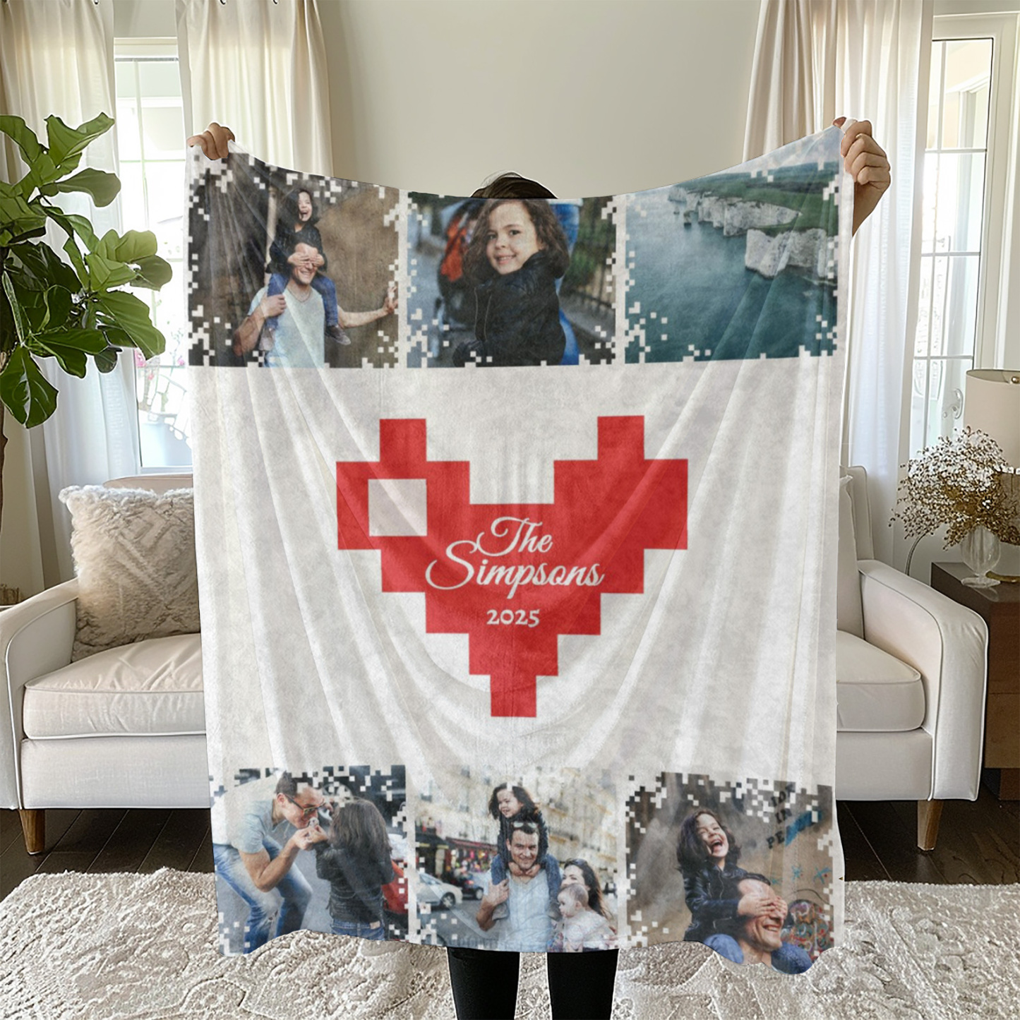 Heart Shaped Text Photo Blanket
