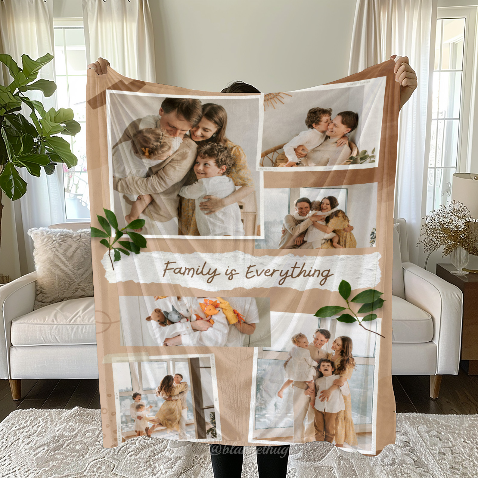 Family is Everything Custom Photos Merry Everything Fleece Blanket