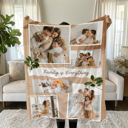 Family is Everything Custom Photos Merry Everything Fleece Blanket