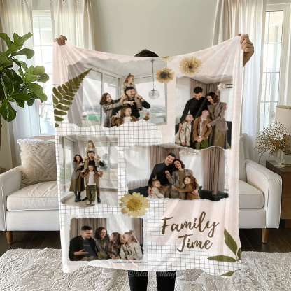 Family Time Custom Photo Merry Everything Fleece Blanket