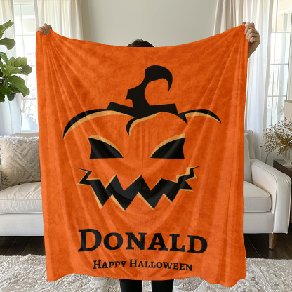 Pumpkin Halloween Blanket with Name