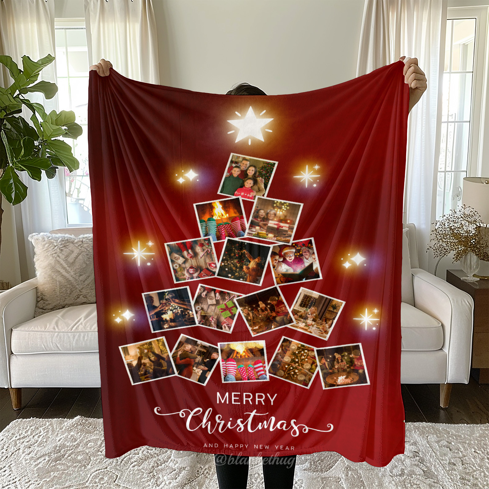 Christmas tree Custom  Photo Fleece Blanket