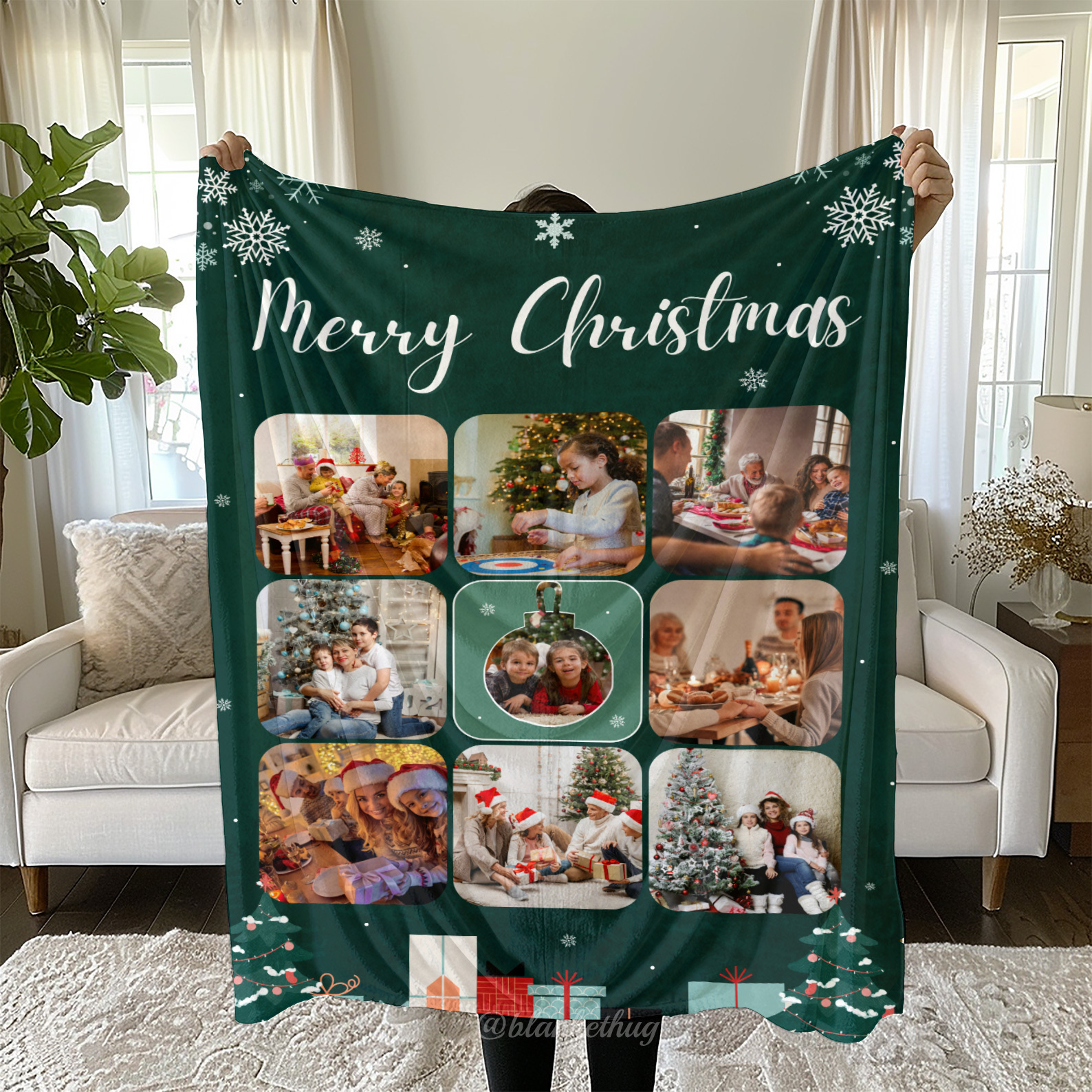Christmas Custom 9 Photos Fleece Blanket