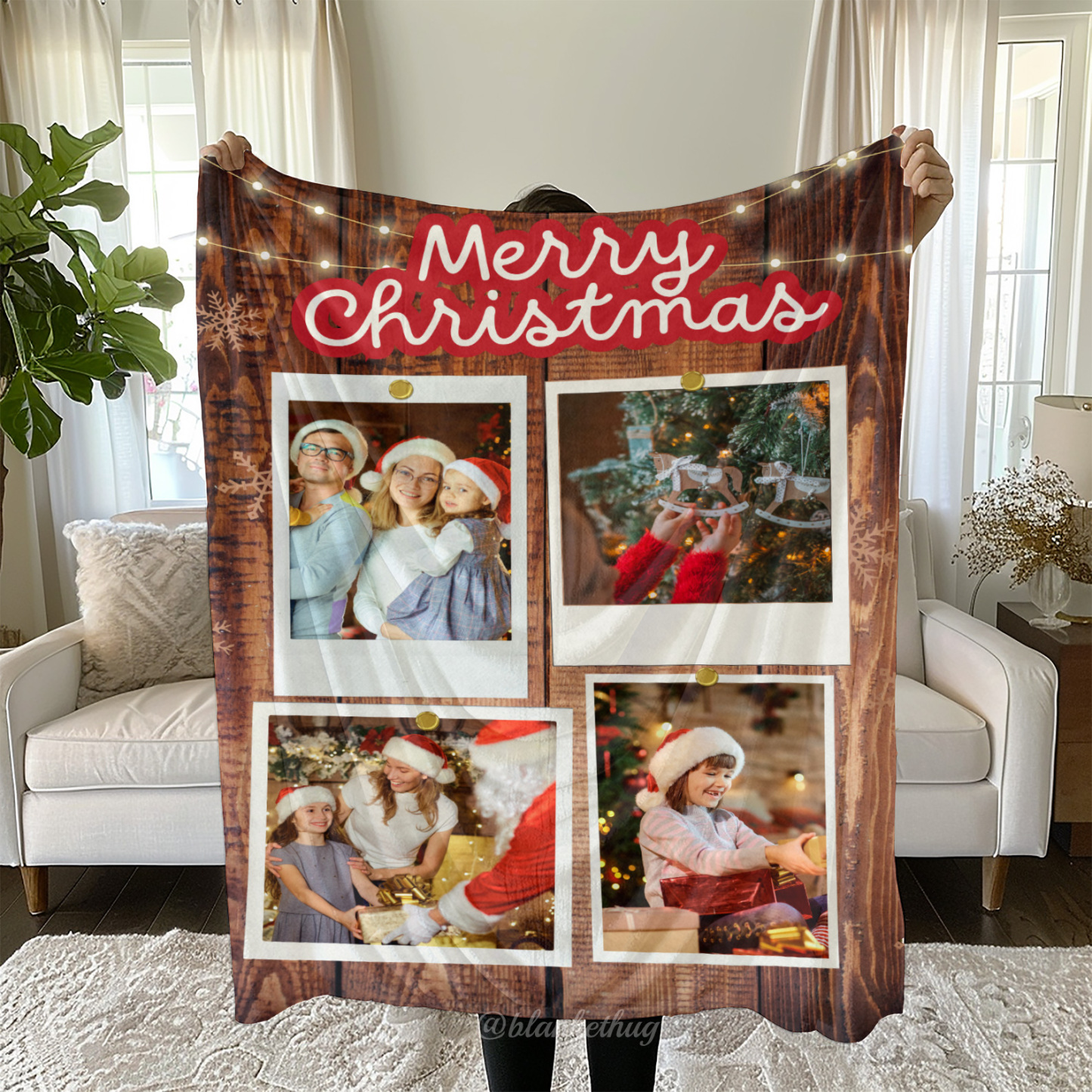 Christmas Custom 4 Photos Fleece Blanket