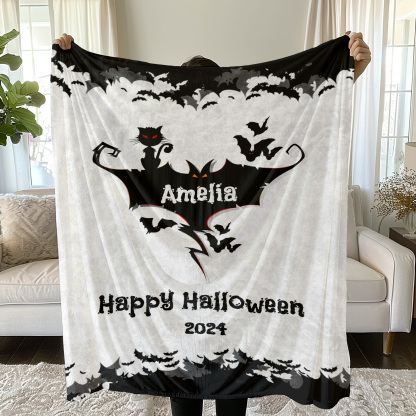 Bat Name Halloween Blanket