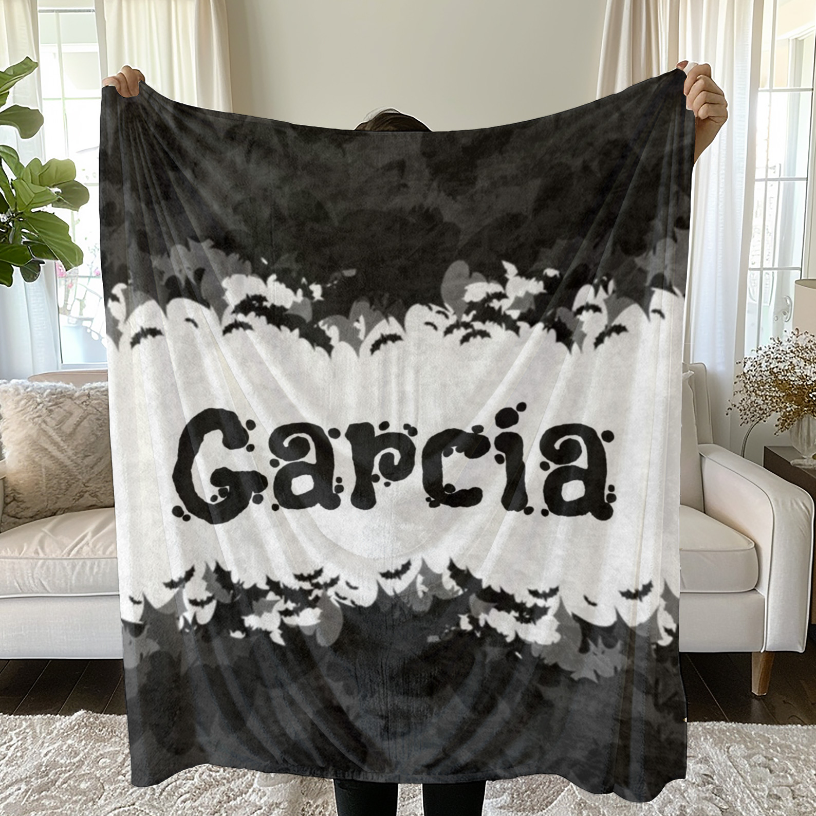 Halloween Bat Halloween Blanket with Name