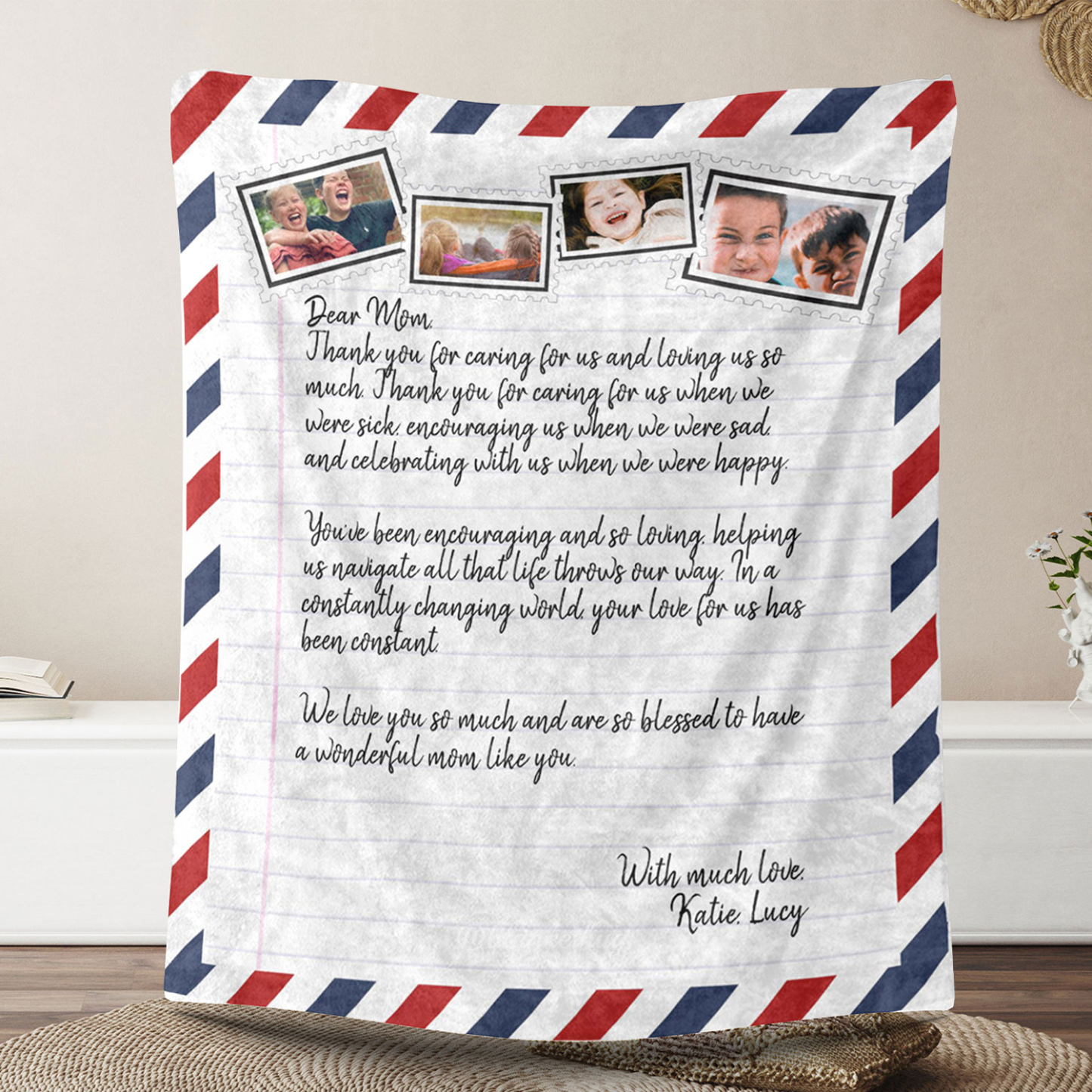 Dear Mom - Personalized Love Letter Handwritten Photo Blanket