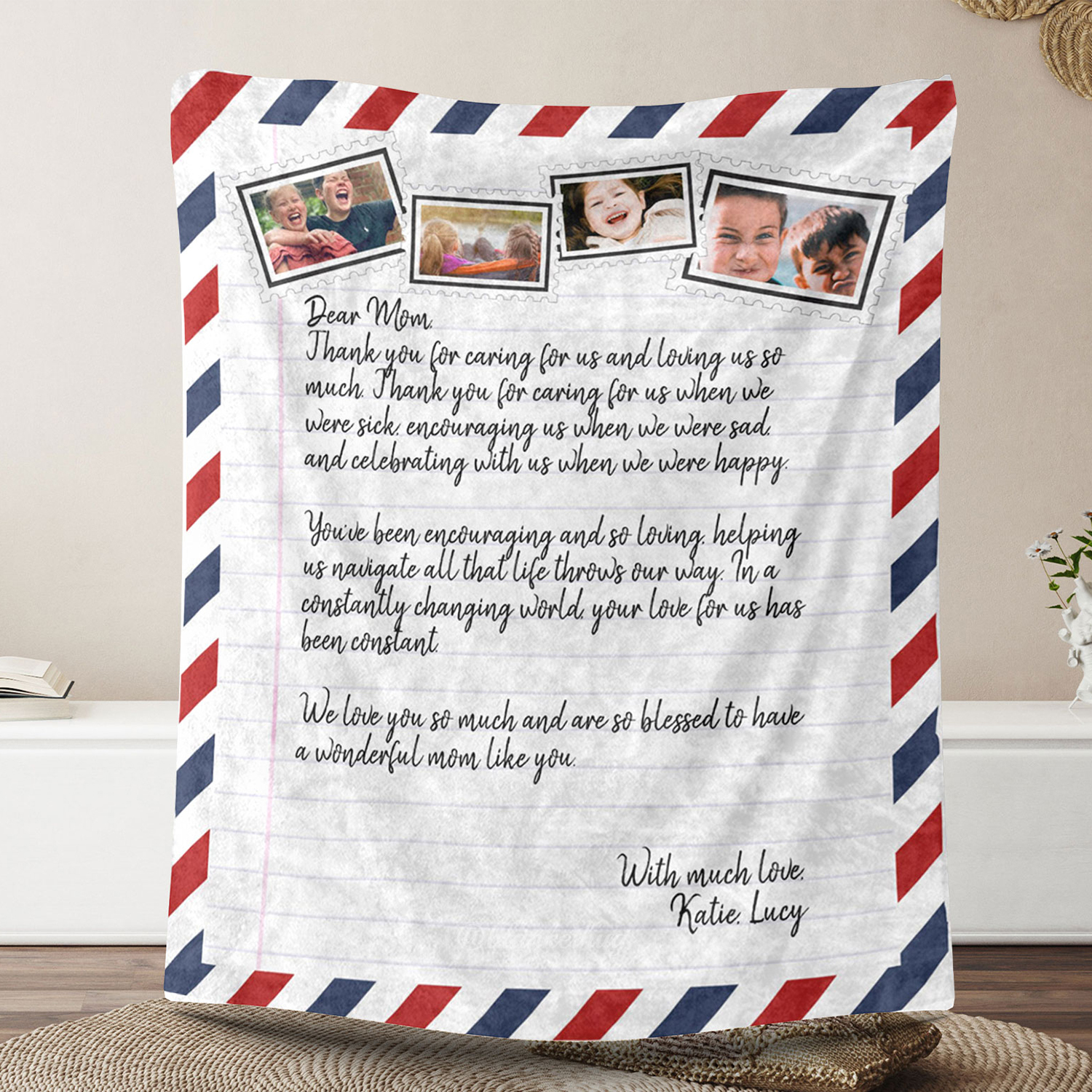 Dear Mom - Personalized Love Letter Handwritten Photo Blanket