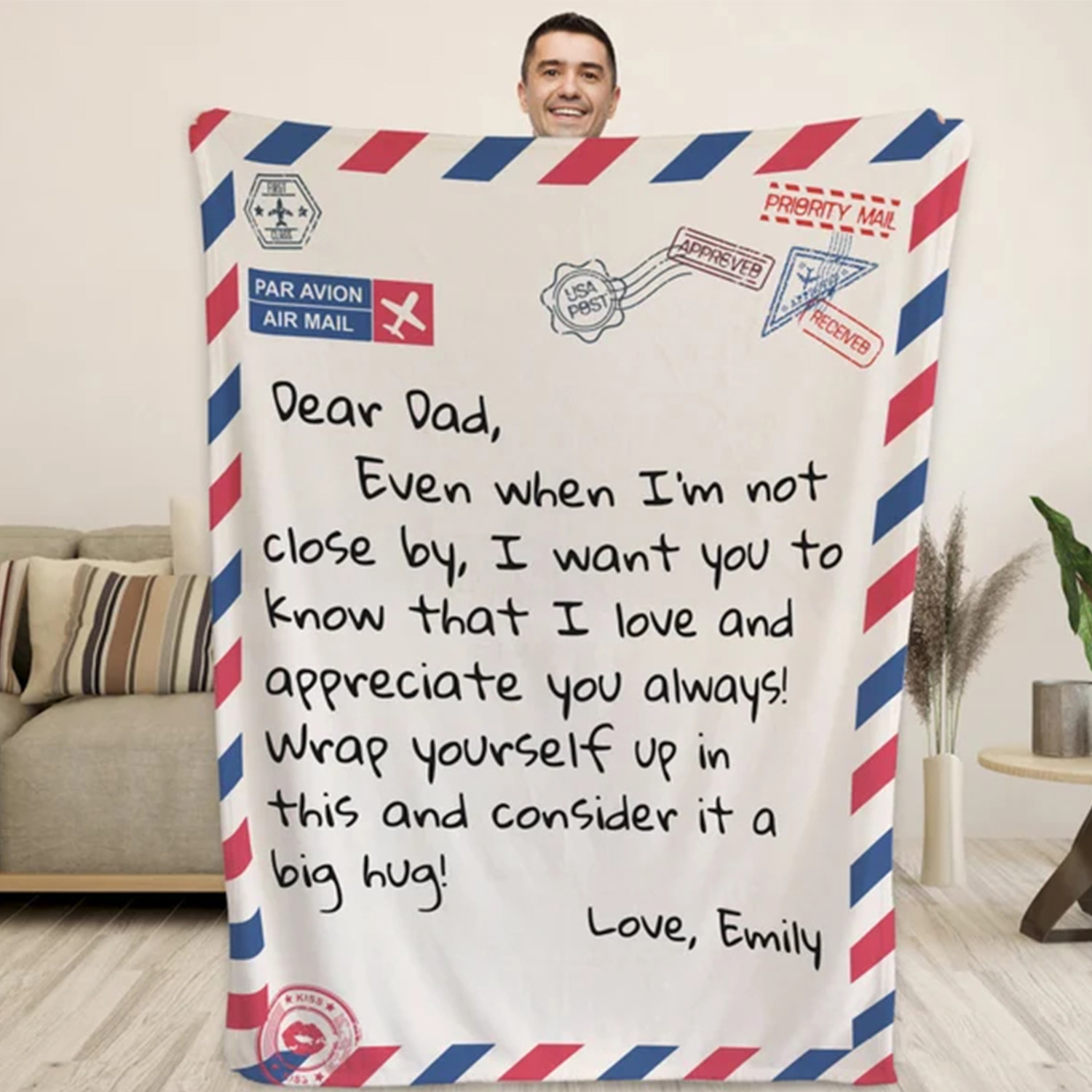 Personalized Dad Letter Blanket