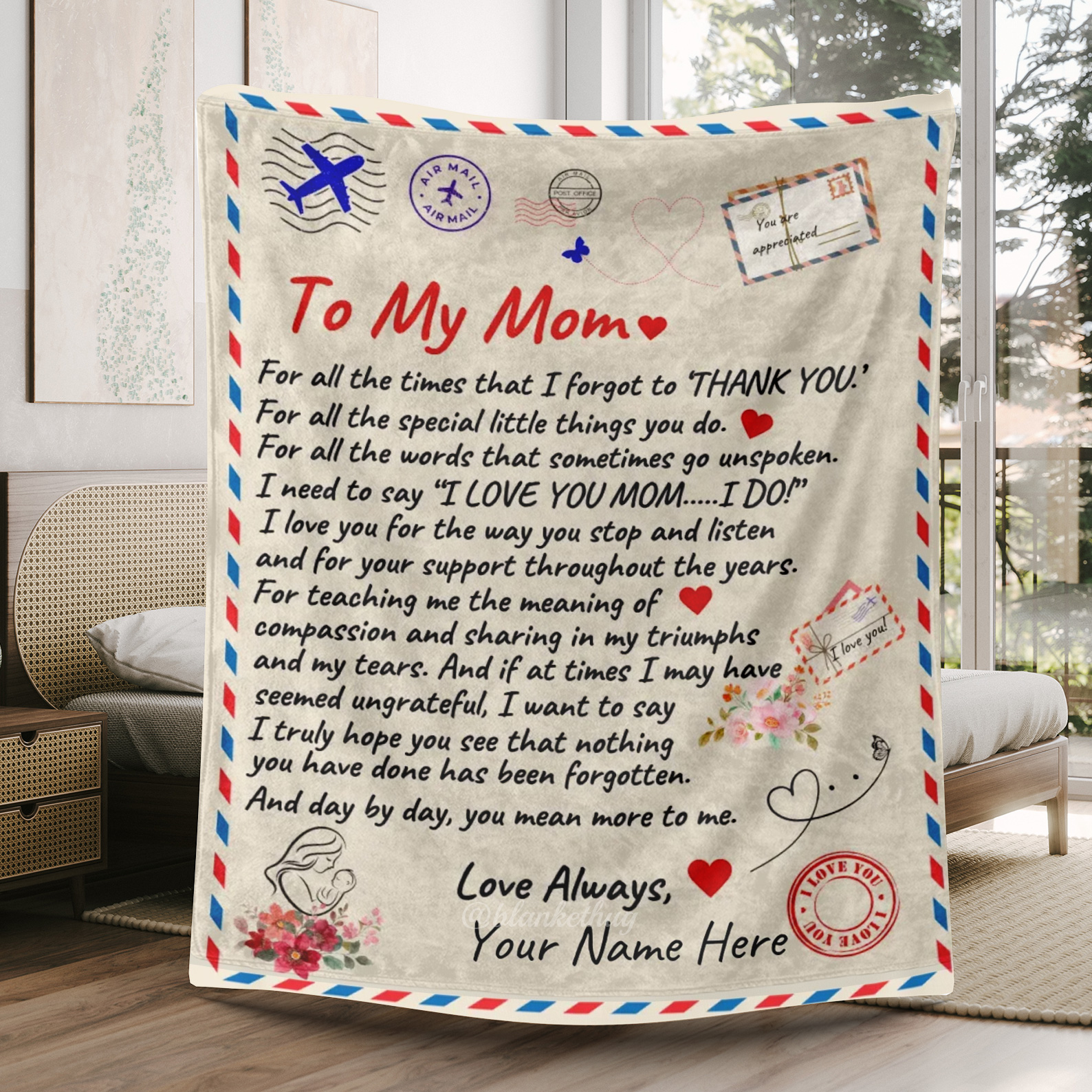 To My Mom - Personalized Love Letter Fleece Blanket