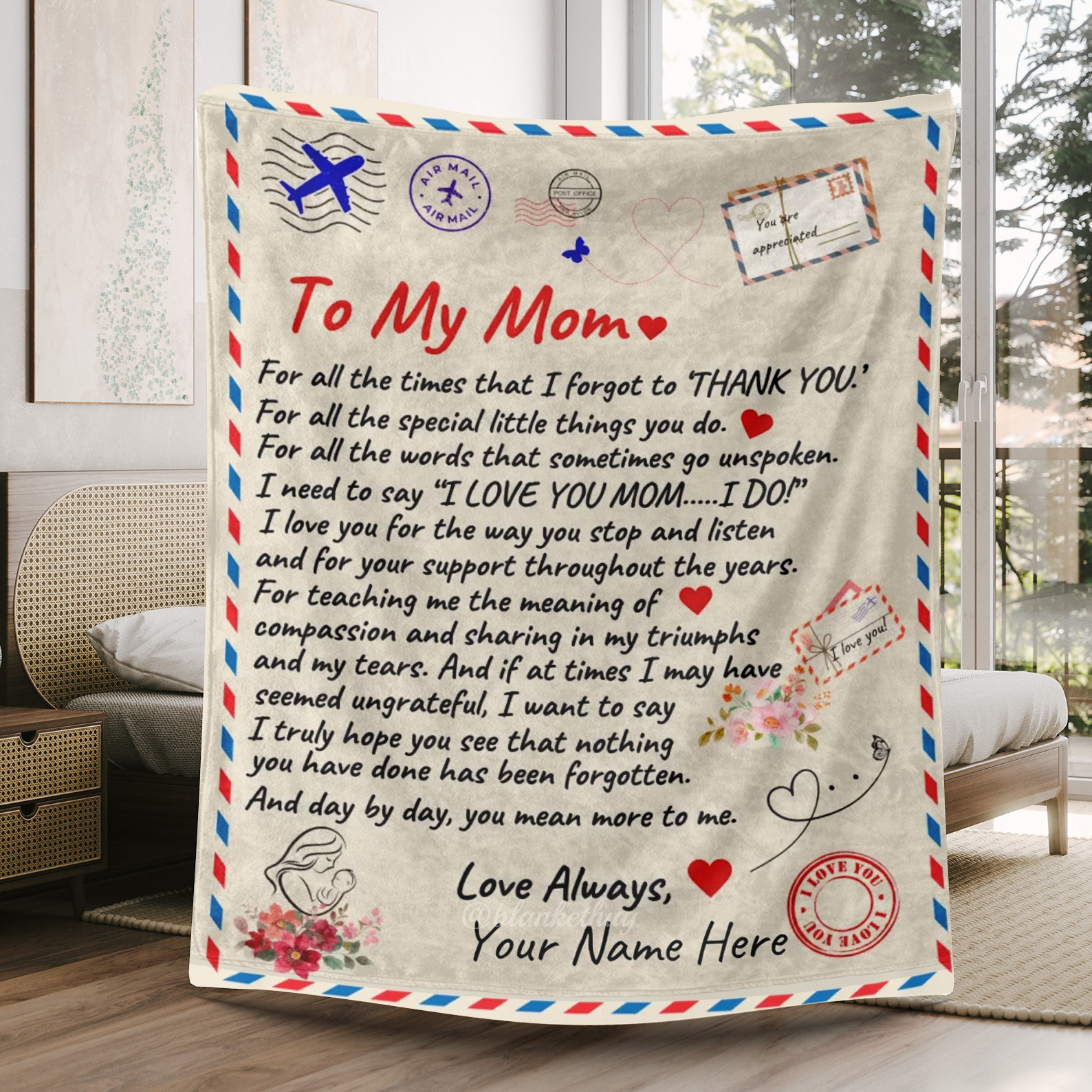 To My Mom - Personalized Love Letter Fleece Blanket