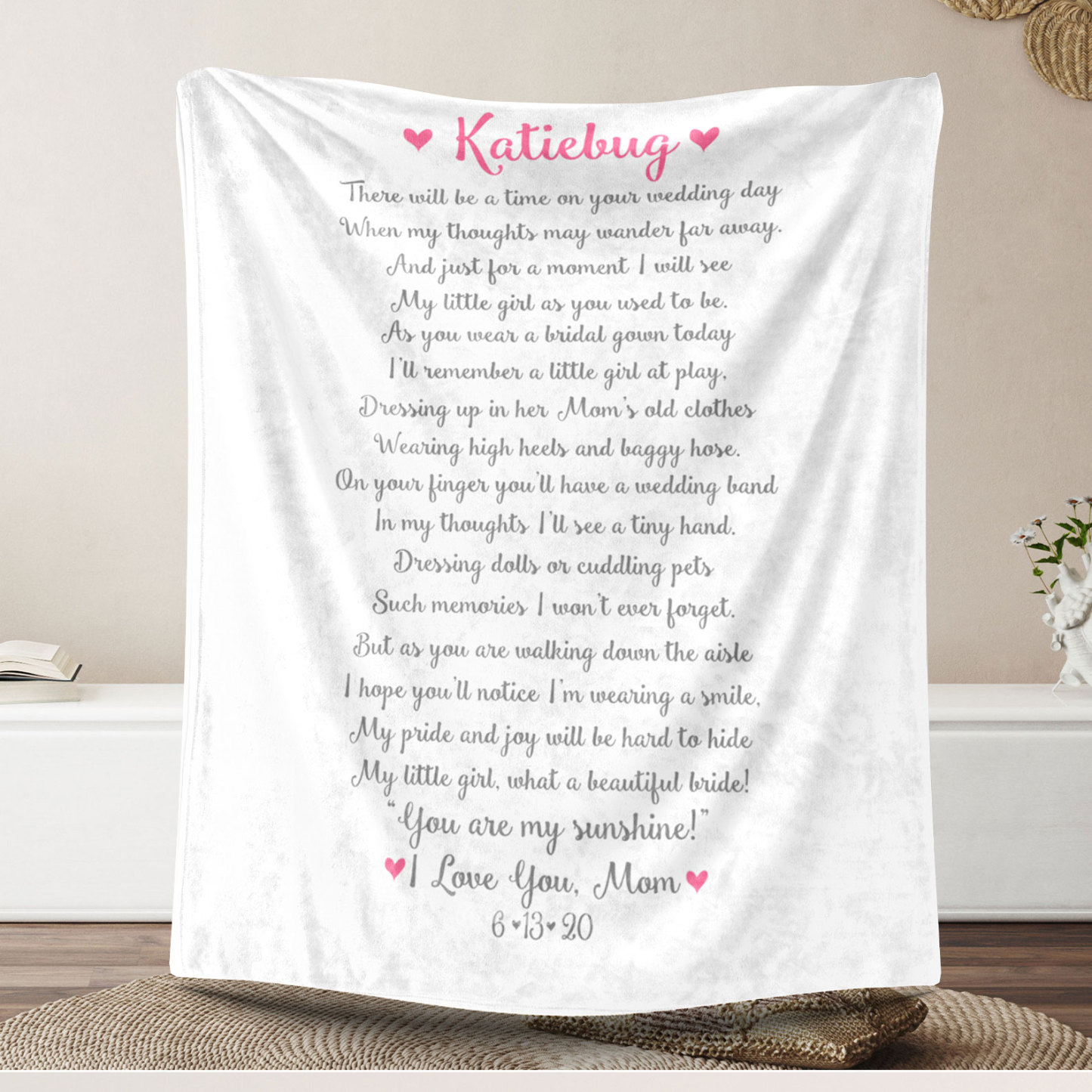 To My Daughter - Custom Poem Wedding Blanket