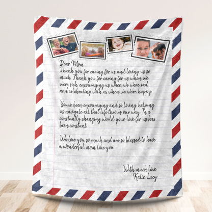 Dear Mom - Personalized Love Letter Handwritten Photo Blanket