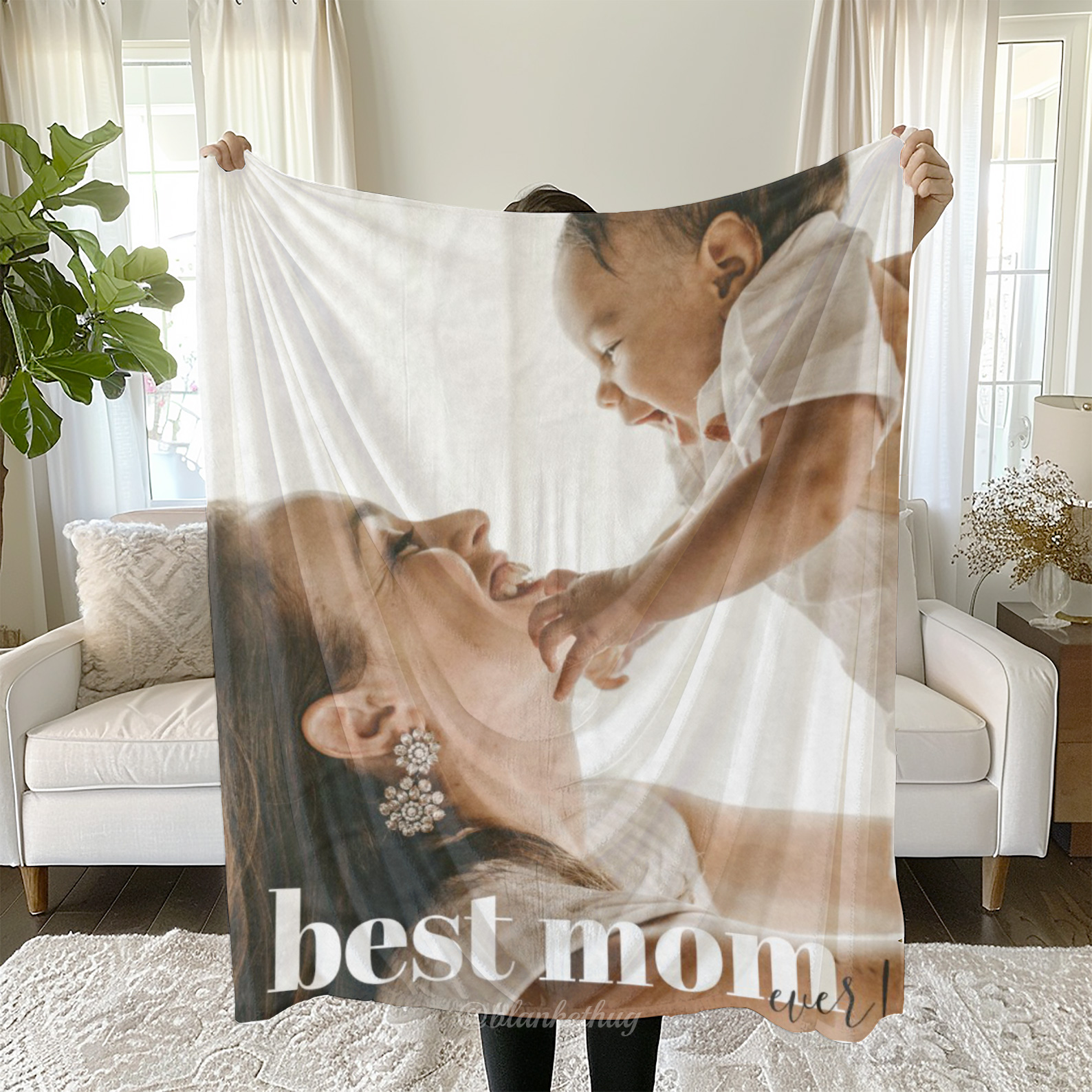 Best Mom Ever 1 Photo Fleece Blanket