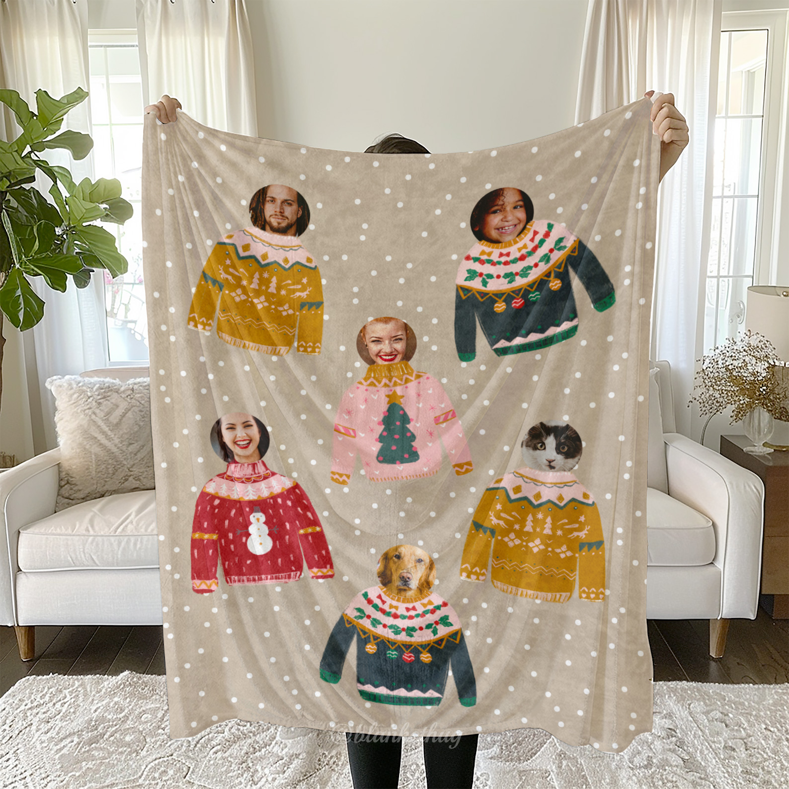 Floating Sweaters Fleece Photo Blanket