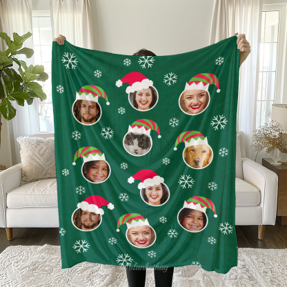 Festive Floating Faces Fleece Photo Blanket