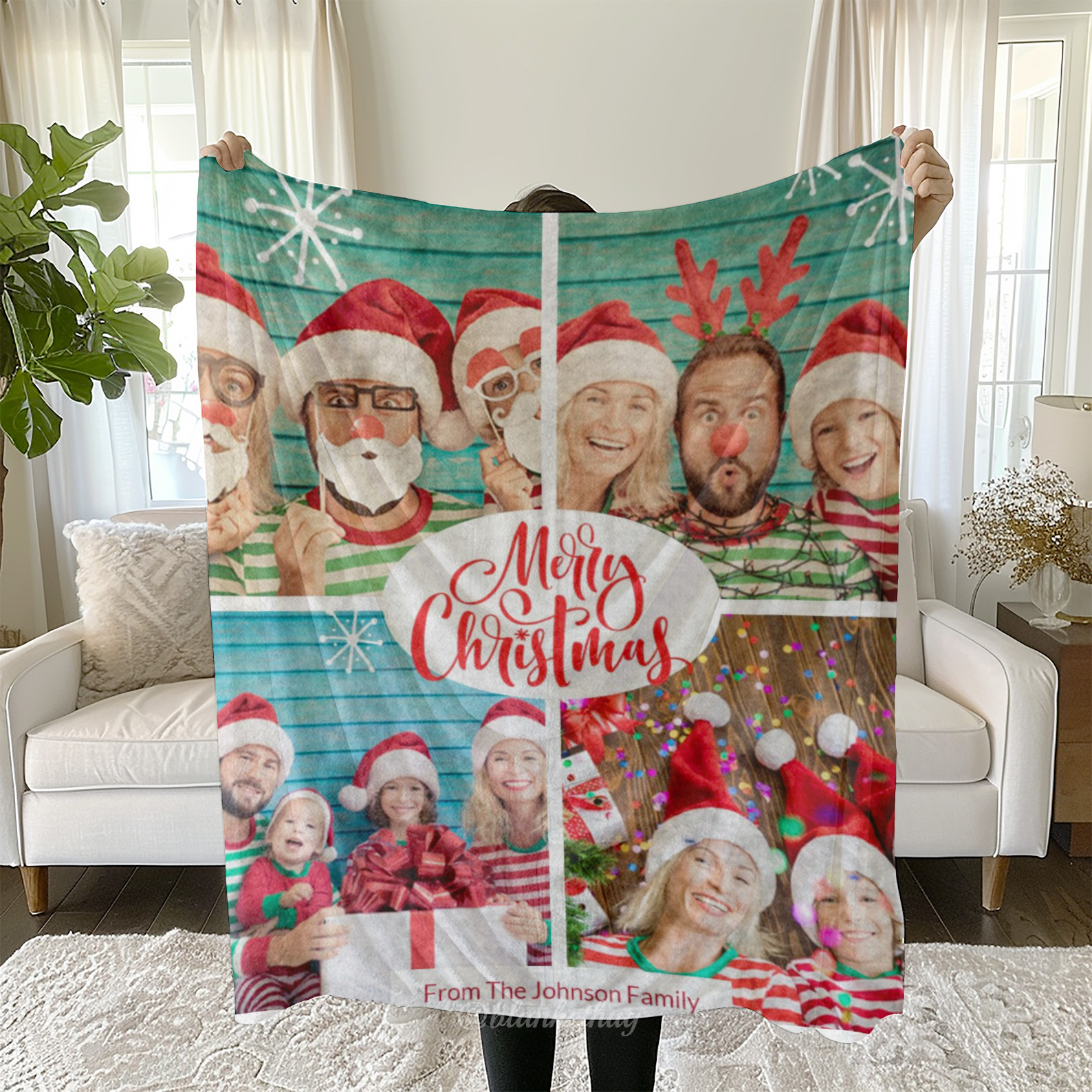 Merry Christmas Custom 4 Photos for Family 