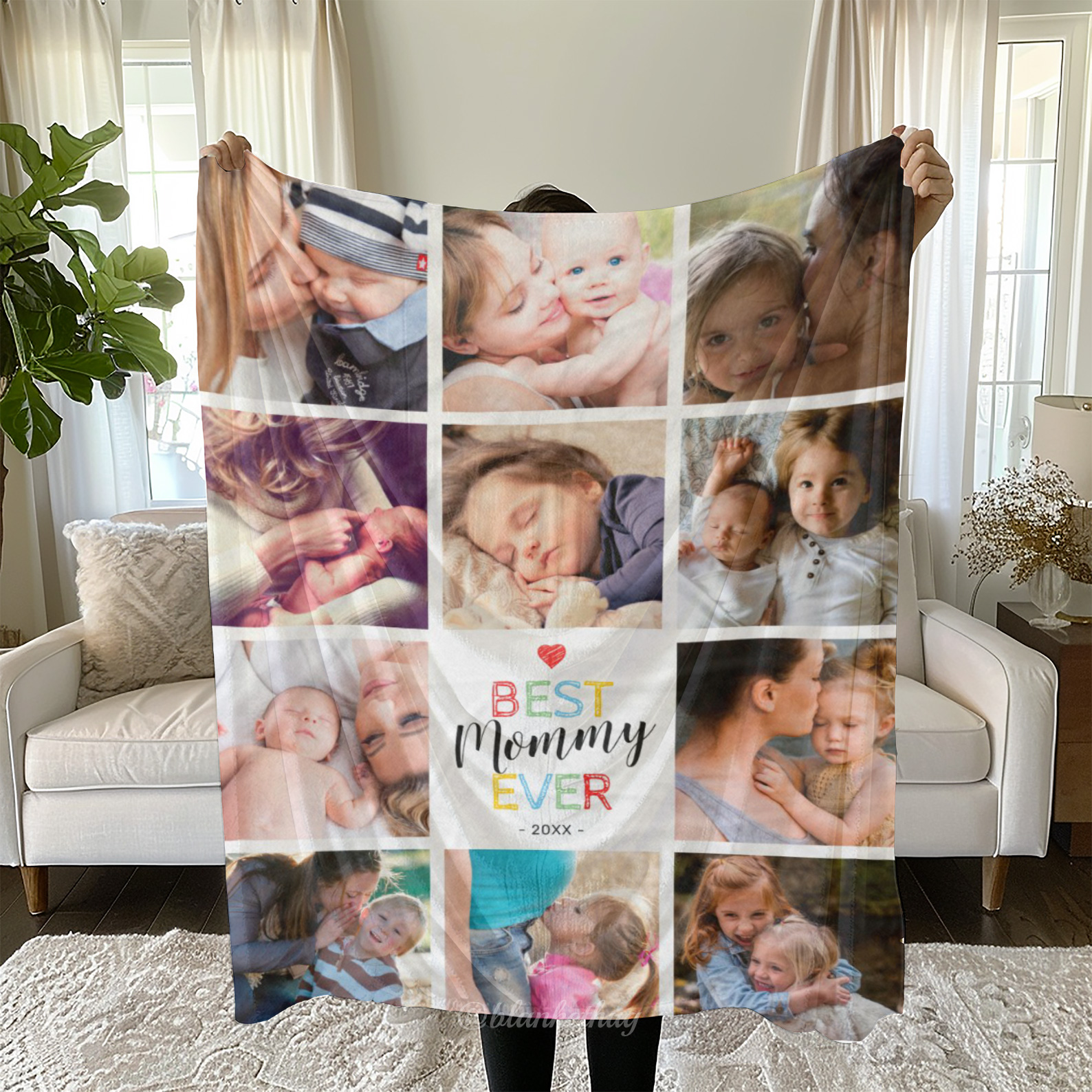 Personalized 11 Photos Best Mommy Ever Fleece Blanket
