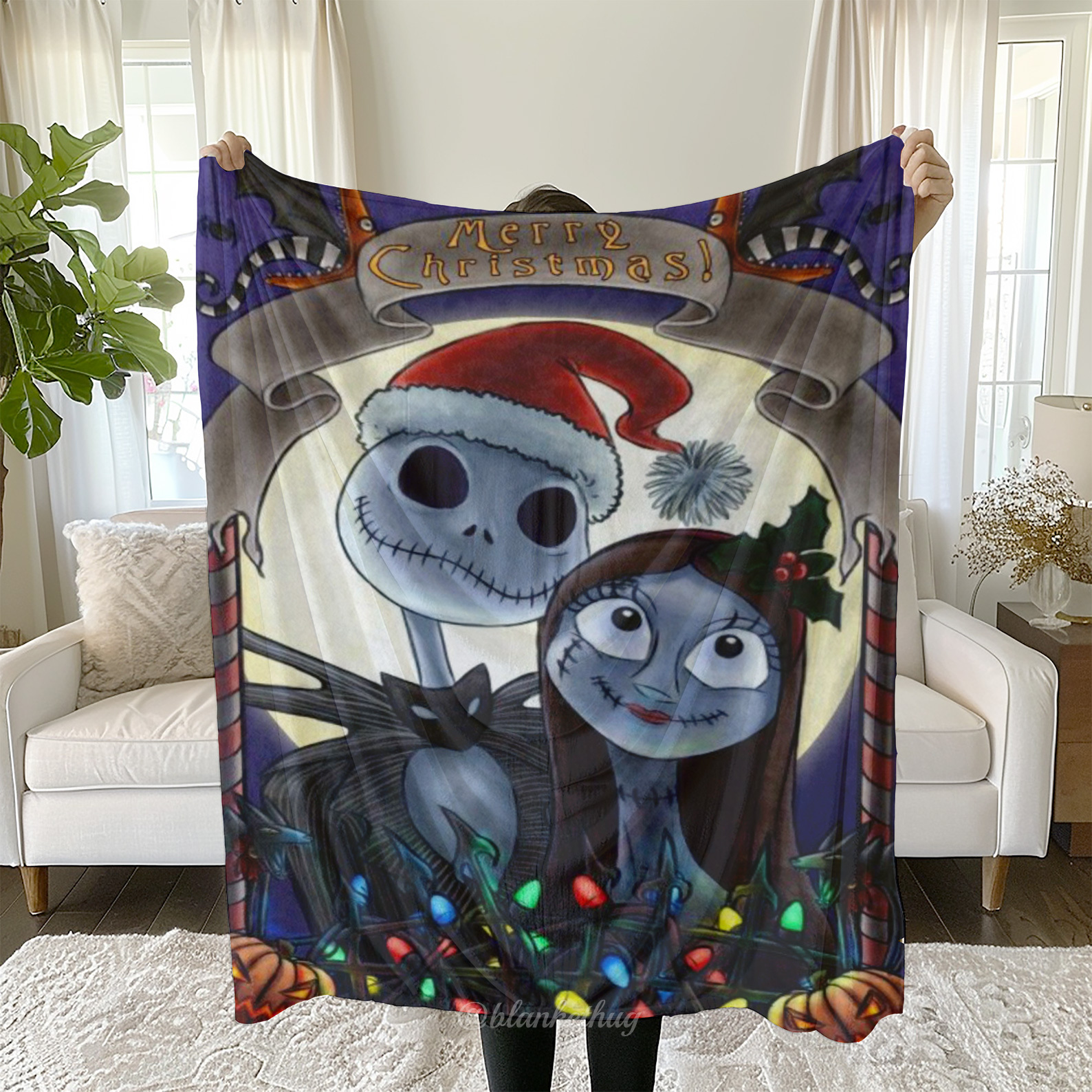 Merry Christmas Fuzzy Fleece Anime Throw Blanket