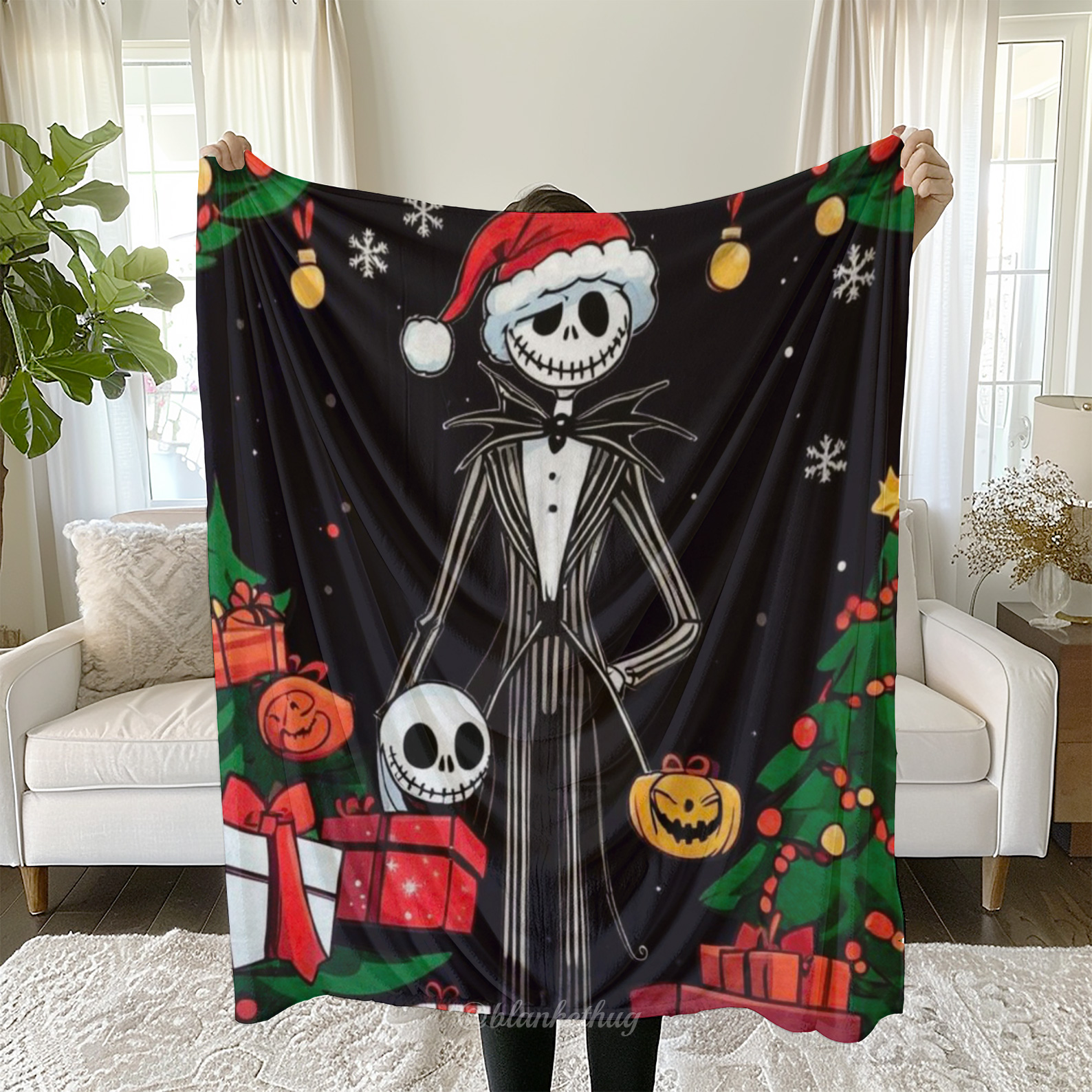 Jack Skellington Christmas Flannel Blanket