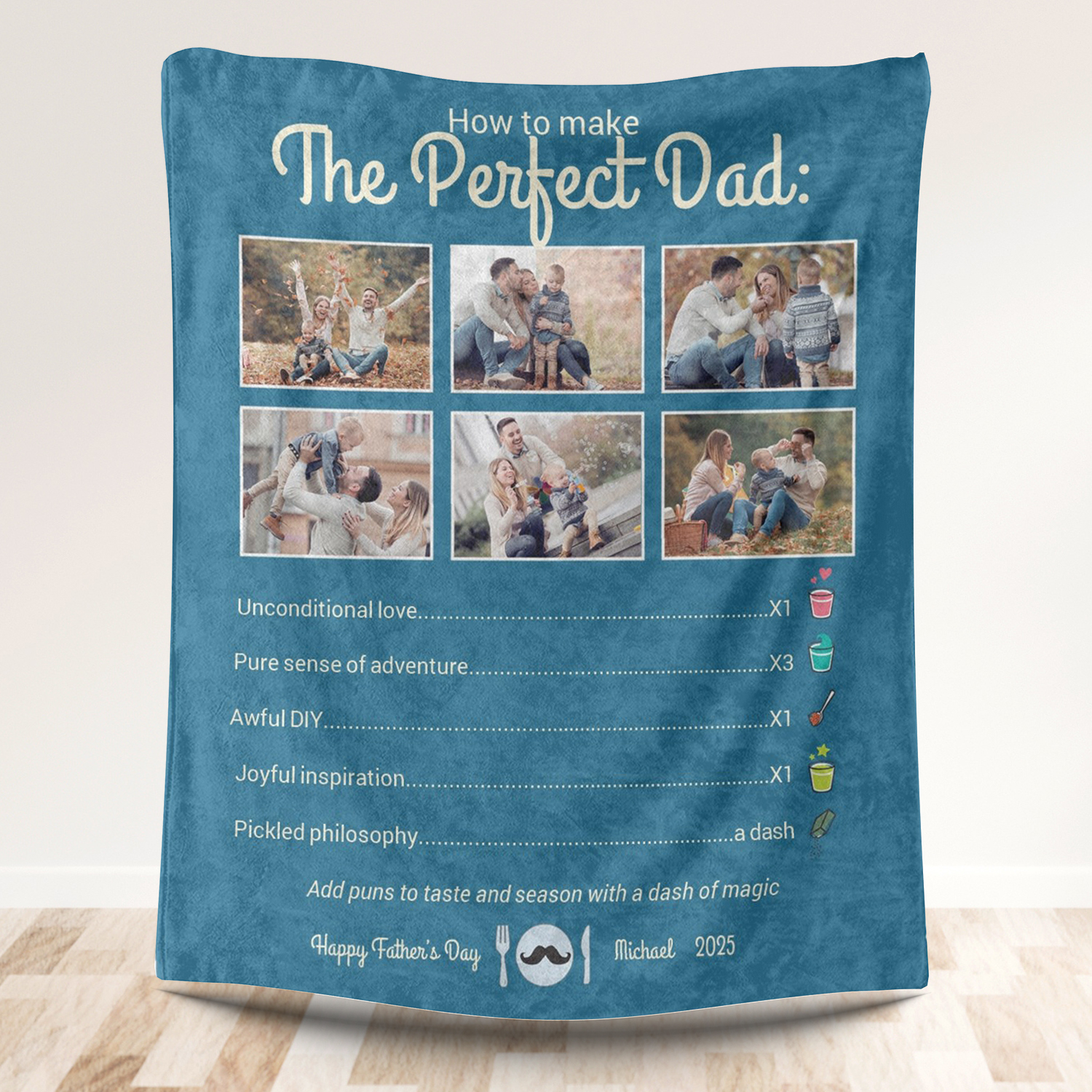 Perfect Dad 6 Photos Fleece Blankets