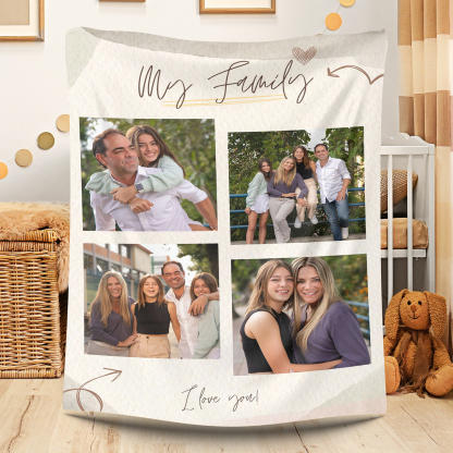 Personalized 4 Pictures Blanket for Family