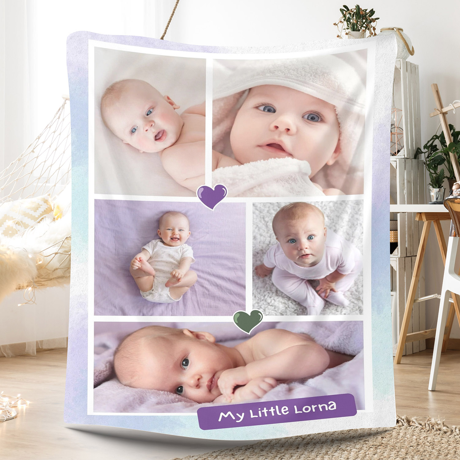 Baby Kids Custom 5 Photos Fleece Blanket