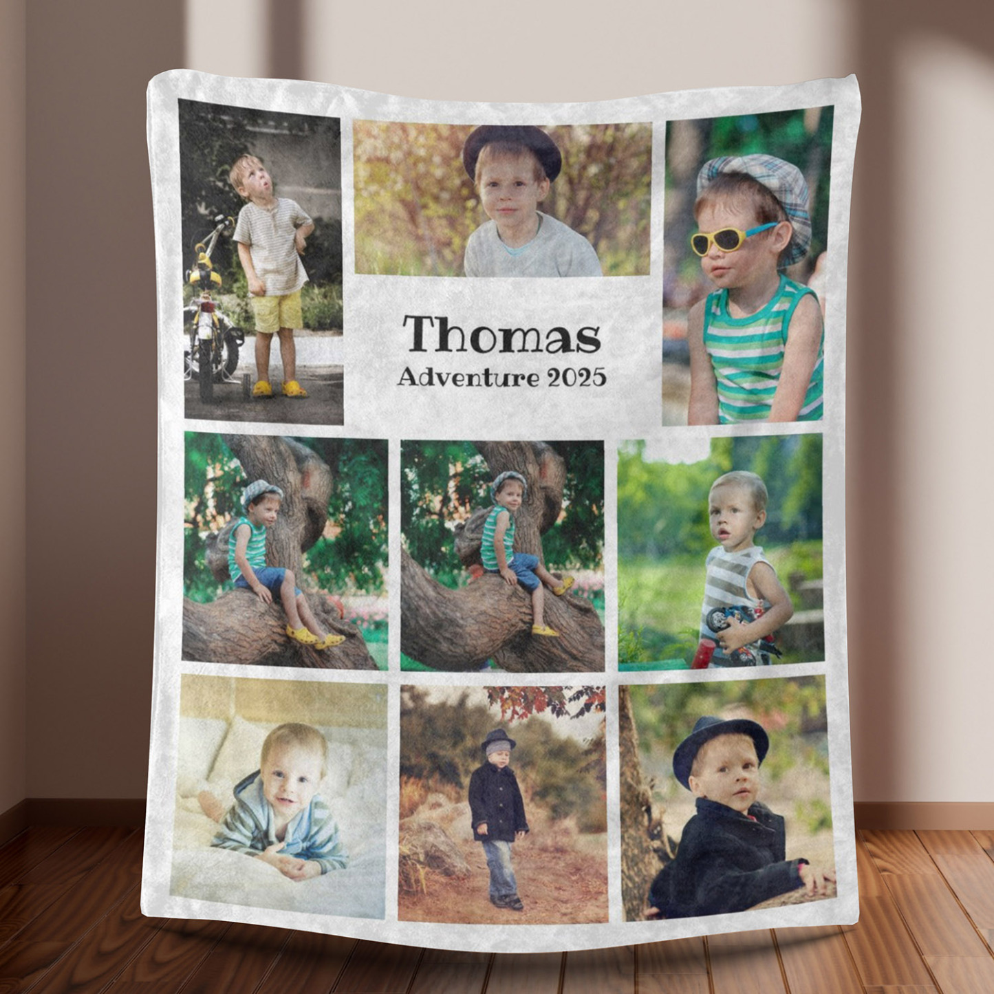 Custom 9 Photos Fleece Blanket for Baby Kids
