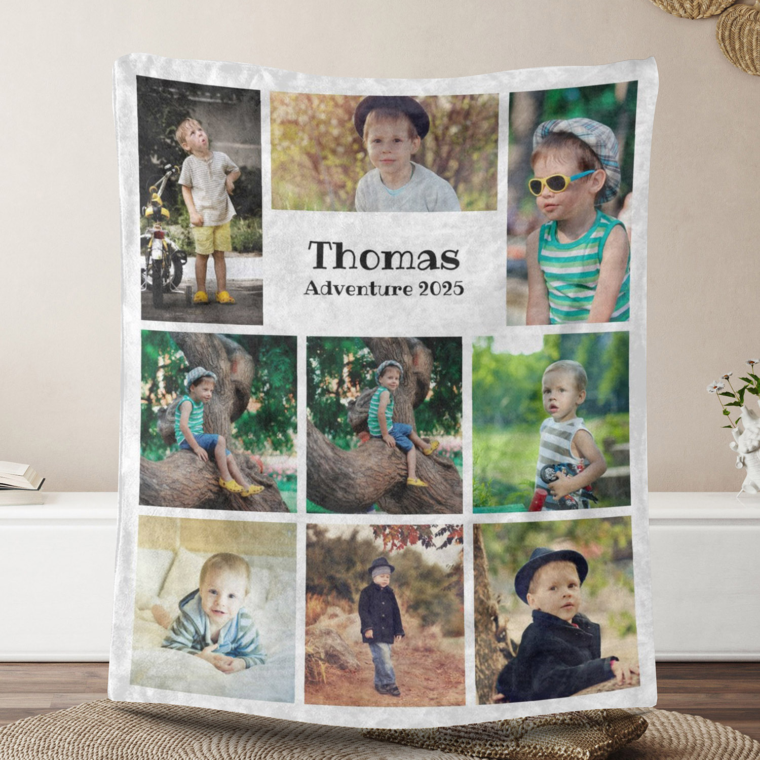 Custom 9 Photos Fleece Blanket for Baby Kids