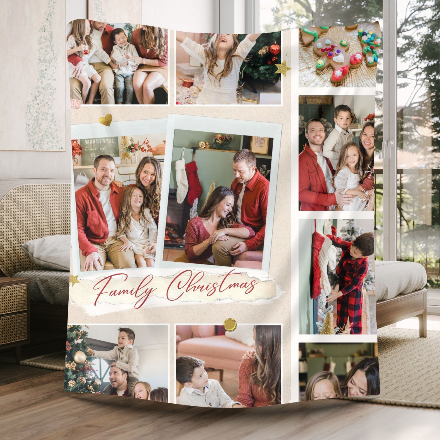 Family Christmas 10 Photos Fleece Blankets