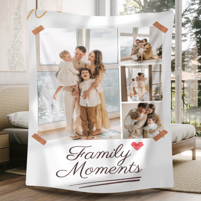 Family Moments 4 Photos Fleece Blankets