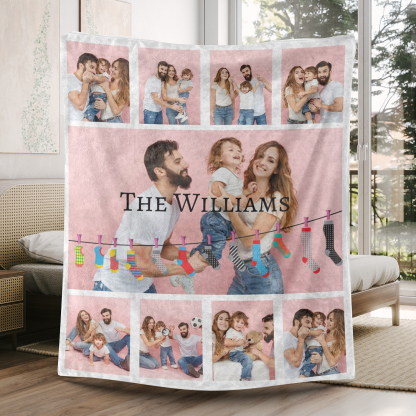 My Family Personalized 9 Photos Fleece Blankets