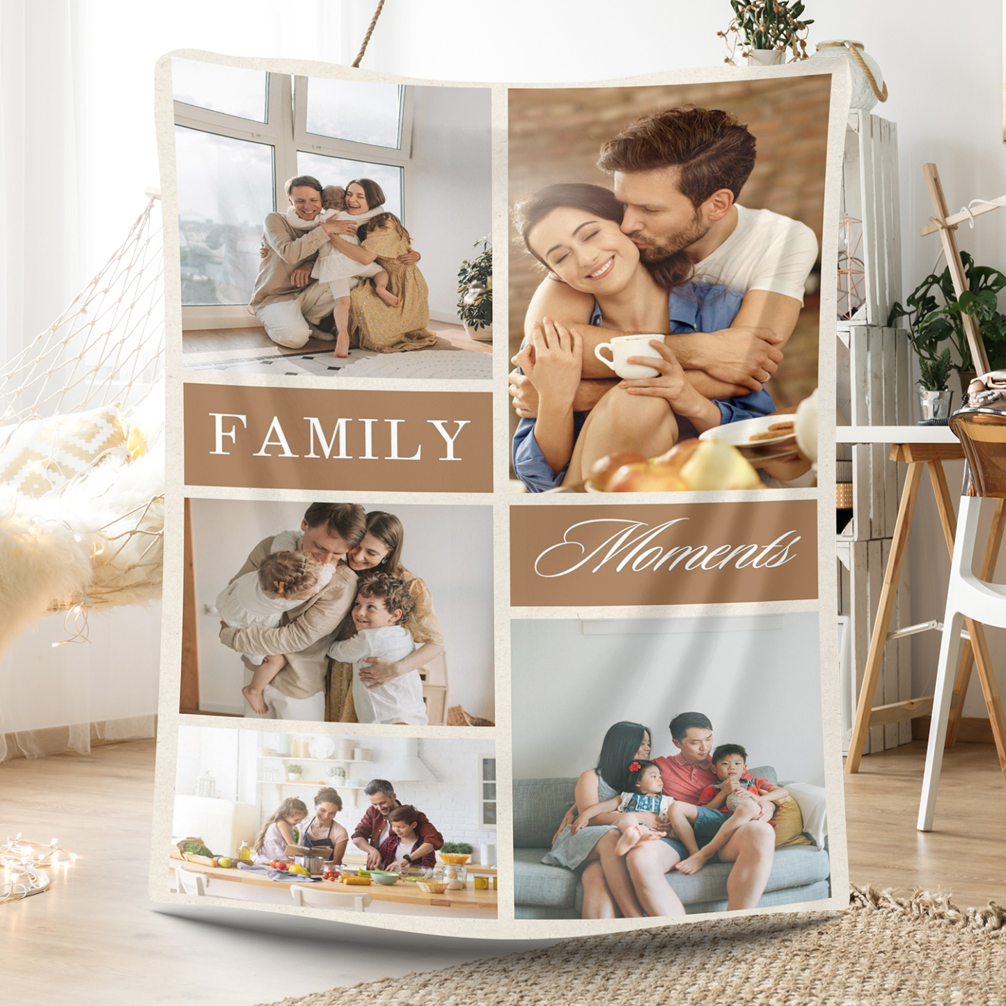 Personalized 5 Photos Family Moments Fleece Blankets