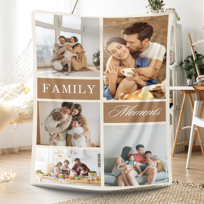 Personalized 5 Photos Family Moments Fleece Blankets
