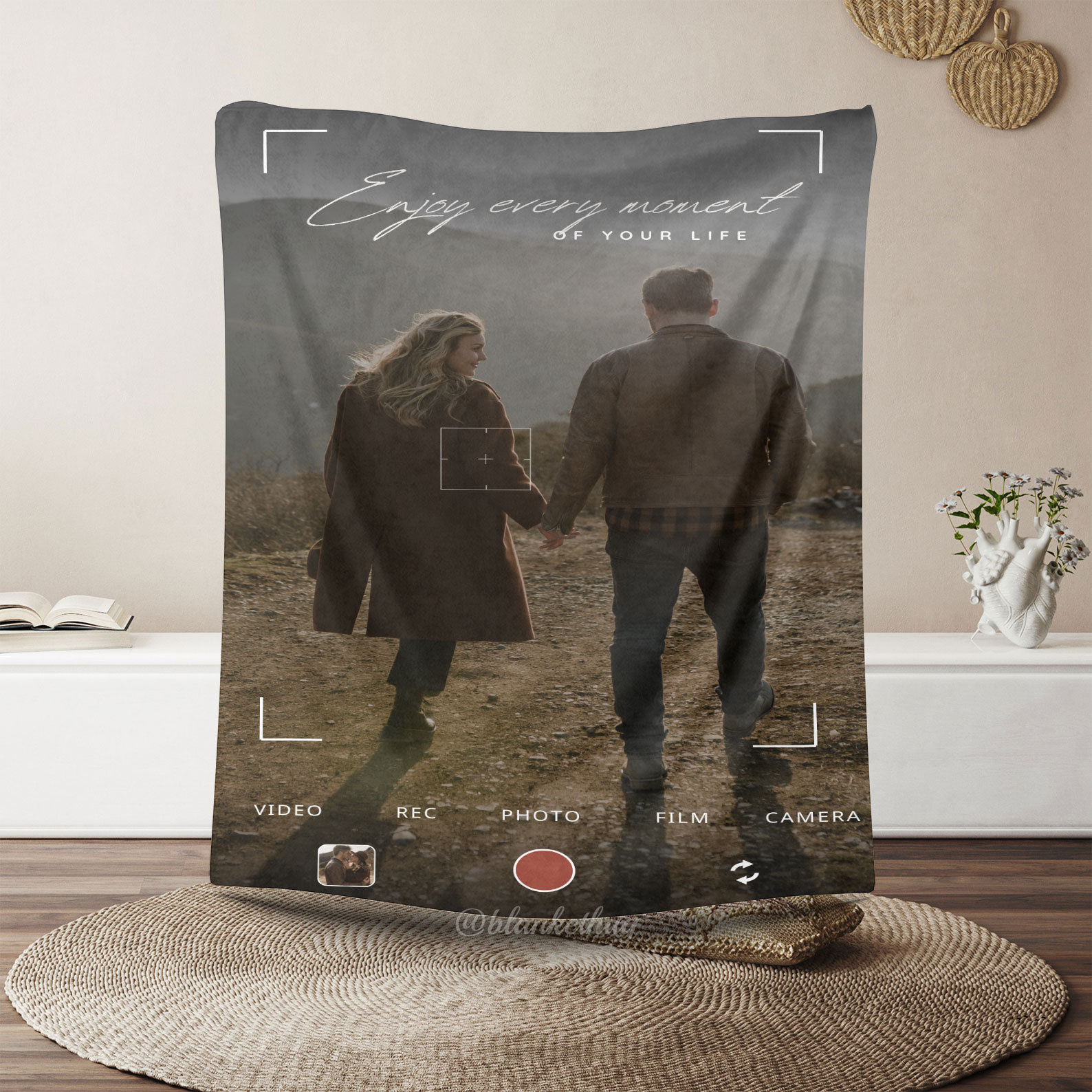 Aesthetic Photo Camera Phone Focus Custom Photo Fleece Blanket