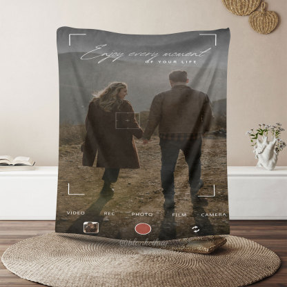 Aesthetic Photo Camera Phone Focus Custom Photo Fleece Blanket
