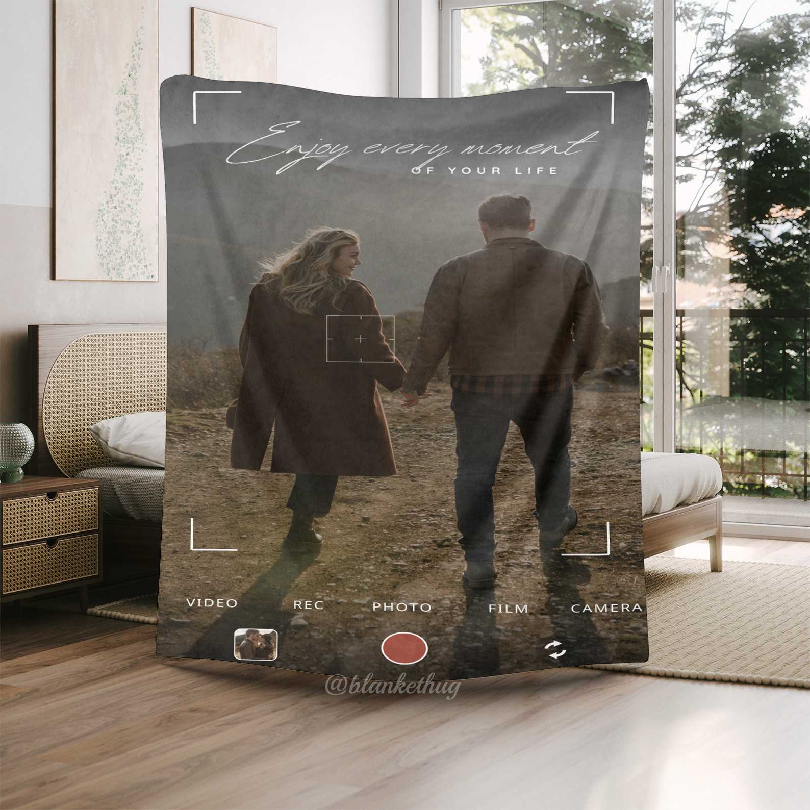 Aesthetic Photo Camera Phone Focus Custom Photo Fleece Blanket