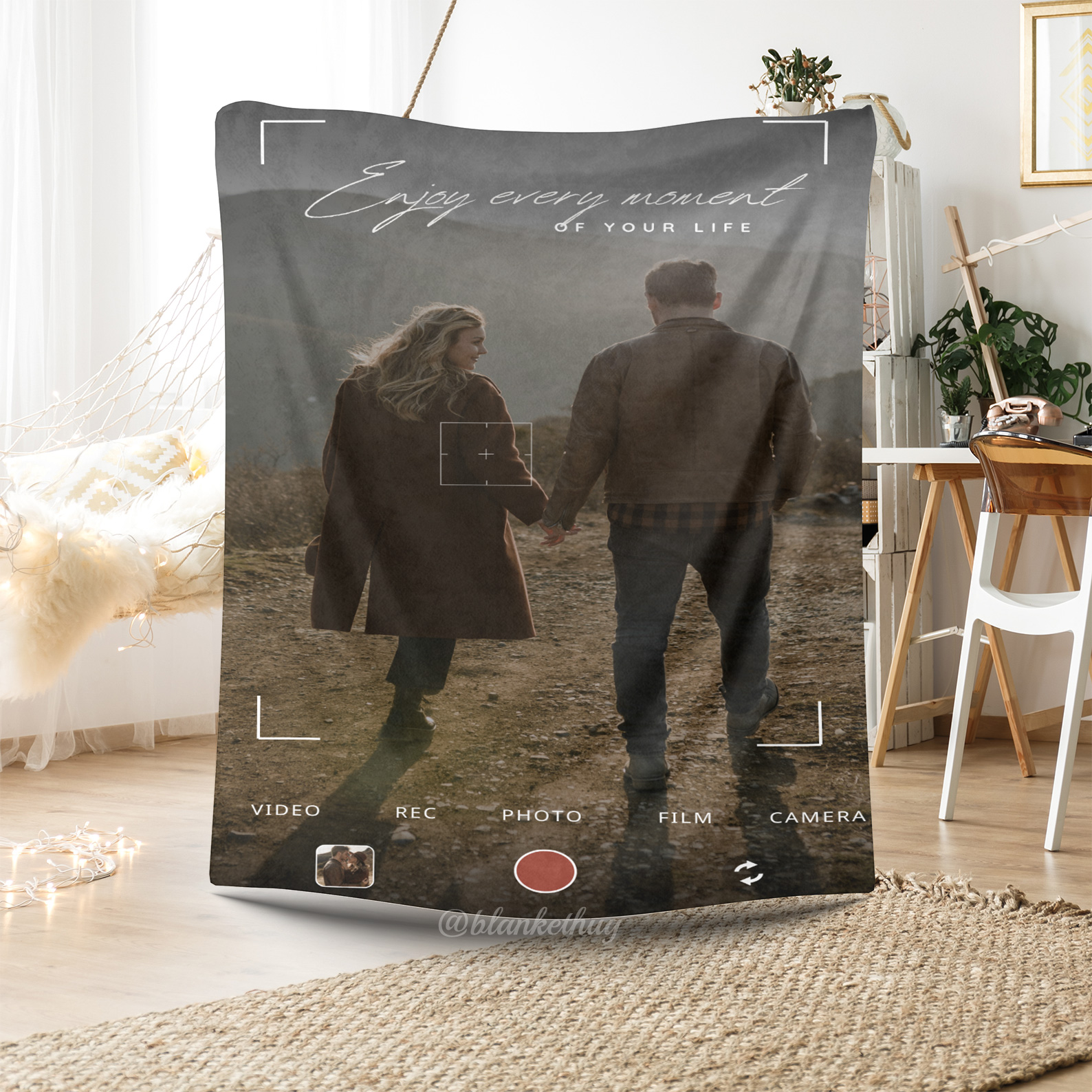 Aesthetic Photo Camera Phone Focus Custom Photo Fleece Blanket