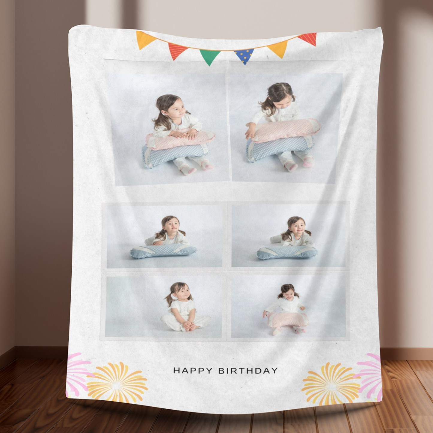 Custom Birthday Photo Fleece Blanket for Kids Baby