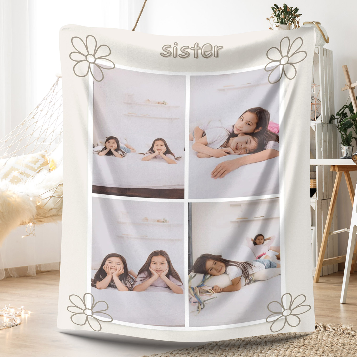 Custom Photos Fleece Blanket for Baby Kids Sisters