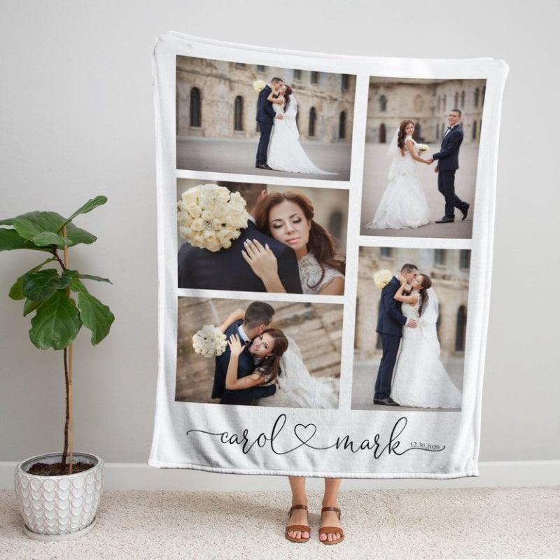 Personalized Multi-Photo Blanket for Couples