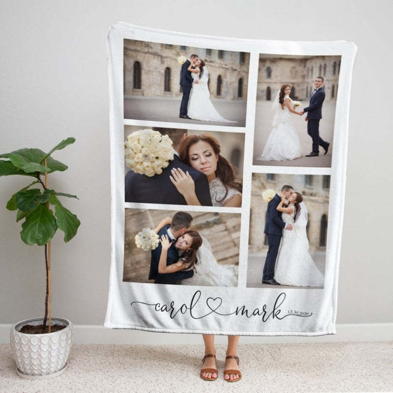 Personalized Multi-Photo Blanket for Couples