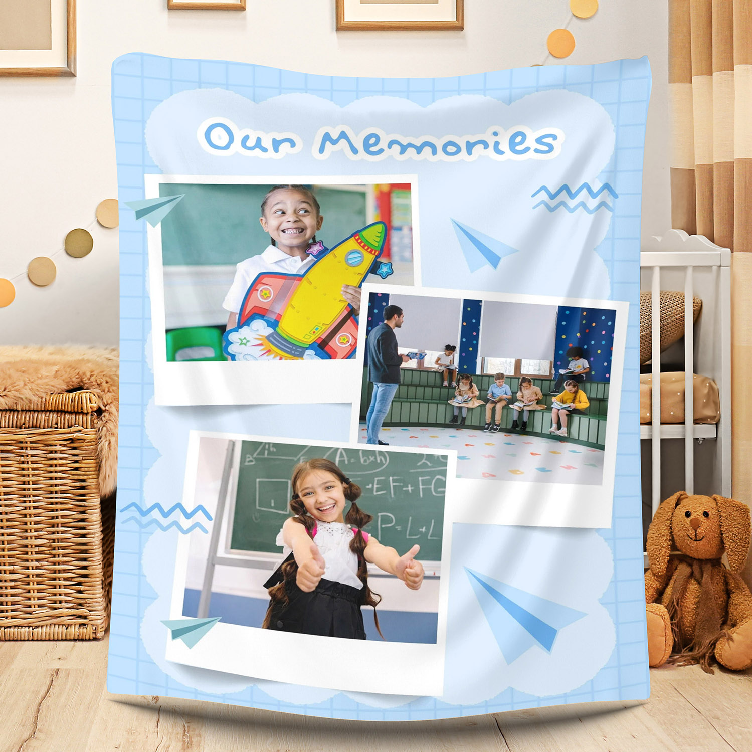 Custom Photos Fleece Blanket for Kids