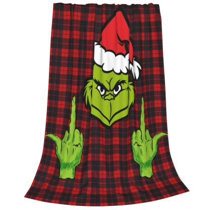 Funny Green Christmas Throw Flannel Fleece Blanket